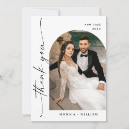 Elegante Minimalistische Handschrift Hochzeit 5 Fo Dankeskarte