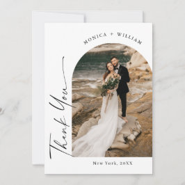 Elegante Minimalistische Handschrift Hochzeit 5 Fo Dankeskarte