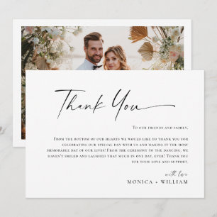 Elegante Minimalistische Handschrift Hochzeit ein  Dankeskarte