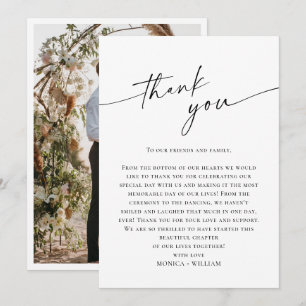 Elegante Minimalistische Handschrift Hochzeit ein  Dankeskarte
