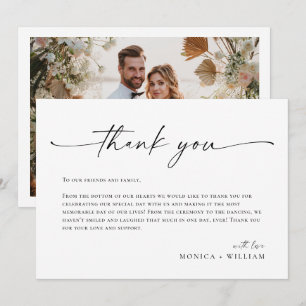 Elegante Minimalistische Handschrift Hochzeit ein  Dankeskarte