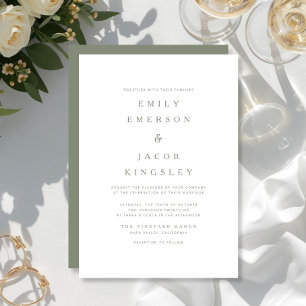 Elegante Minimalistische Hellgrüne Hochzeit Einladung