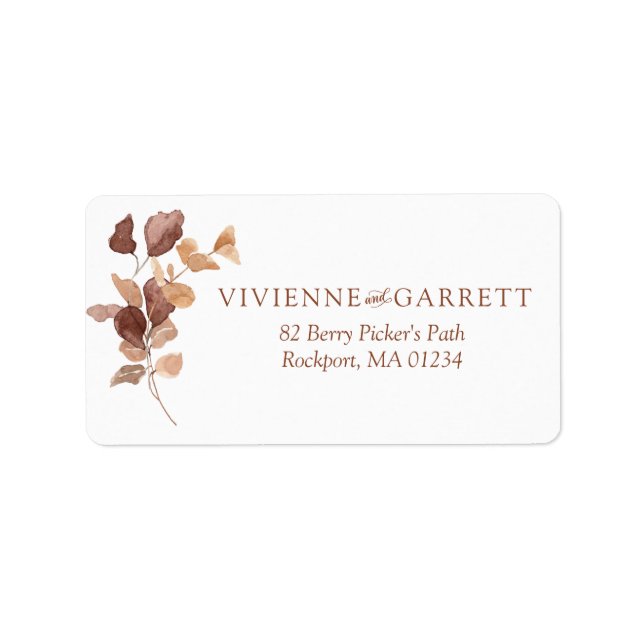 Elegante Minimalistische Herbstlaube Hochzeit Adressaufkleber (Vorne)