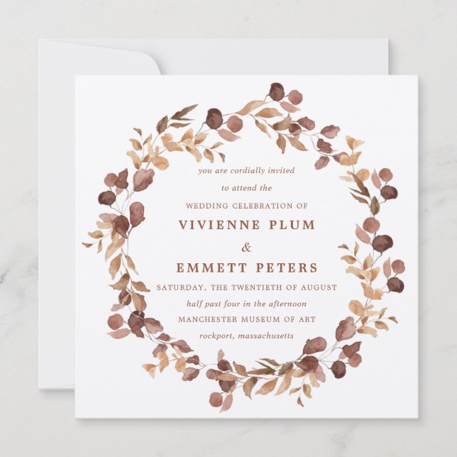 Elegante Minimalistische Herbstlaube Hochzeit Einladung (Vorderseite)