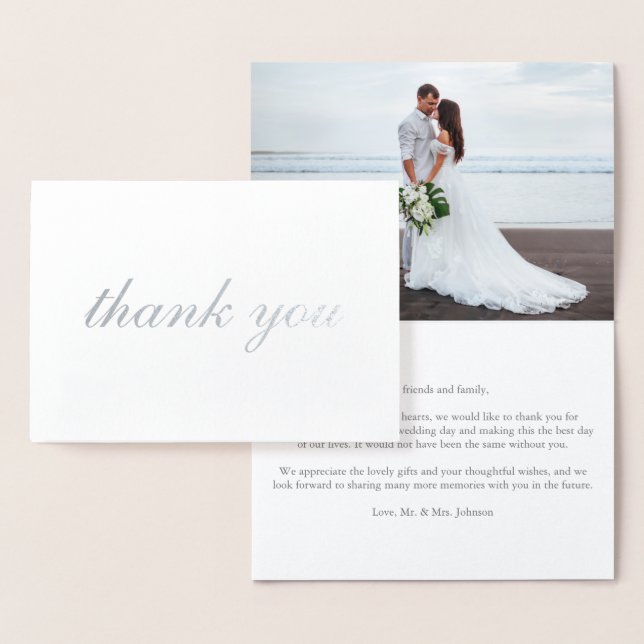Elegante Minimalistische Hochzeit Danke an echtes  Folienkarte (Anzeige)