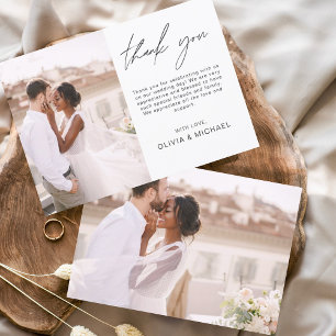 Elegante Minimalistische Hochzeit Danke Foto Einladung