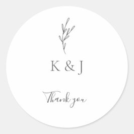 Elegante Minimalistische Hochzeit Danke Monogram C Runder Aufkleber