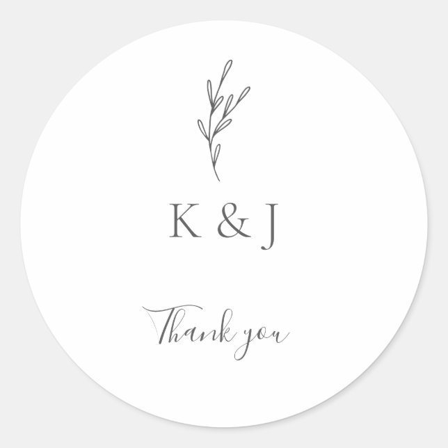 Elegante Minimalistische Hochzeit Danke Monogram C Runder Aufkleber (Vorderseite)