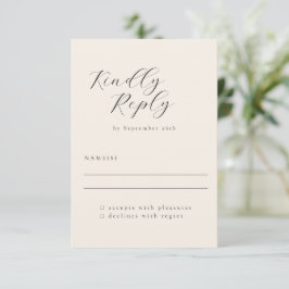 Elegante Minimalistische Hochzeit der Creme Callig RSVP Karte