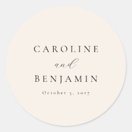 Elegante Minimalistische Hochzeit der Creme Callig Runder Aufkleber