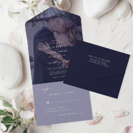 Elegante, minimalistische Hochzeit der Fotos All In One Einladung