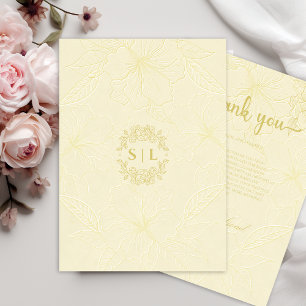 Elegante Minimalistische Hochzeit der Goldenen Flo Dankeskarte