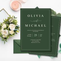 Elegante minimalistische Hochzeit dunkelgrün klass