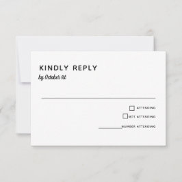 Elegante Minimalistische Hochzeit Einfache Typogra RSVP Karte
