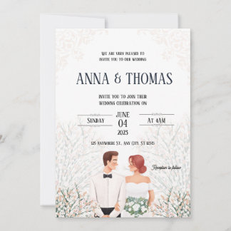 Elegante Minimalistische Hochzeit Einladung