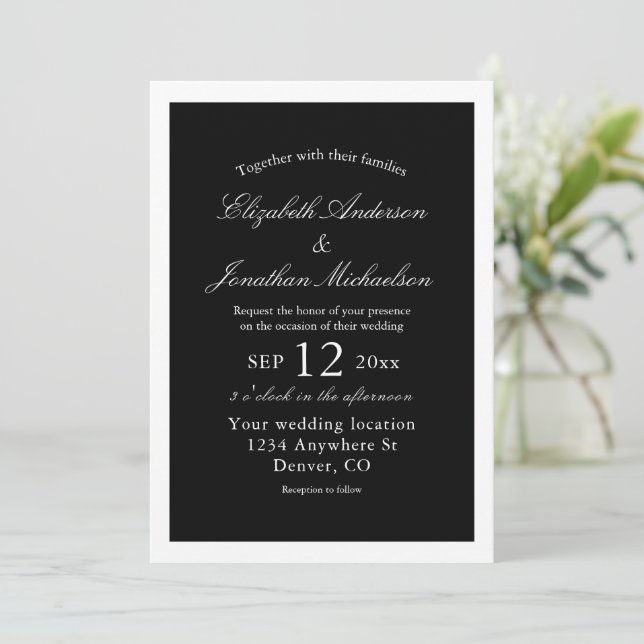 Elegante Minimalistische Hochzeit Einladung (Stehend Vorderseite)