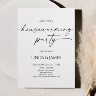 Elegante minimalistische Hochzeit-Einweihungsparty Einladung