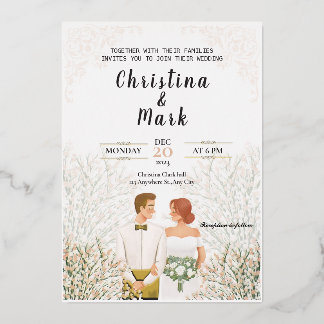 Elegante Minimalistische Hochzeit Folieneinladung