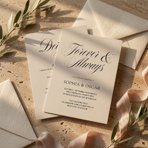Elegante minimalistische Hochzeit Für immer und Einladung