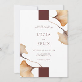 Elegante Minimalistische Hochzeit im Herbst Einladung