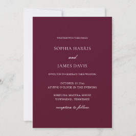 Elegante Minimalistische Hochzeit in Burgund Einladung