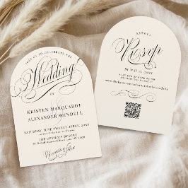 Elegante Minimalistische Hochzeit in Elfenbeinküst Einladung