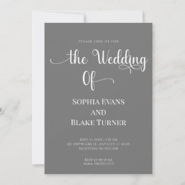 Elegante Minimalistische Hochzeit in Grau und Weiß Einladung