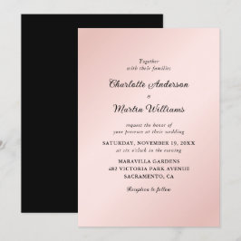 Elegante Minimalistische Hochzeit in Rosa und Schw Einladung