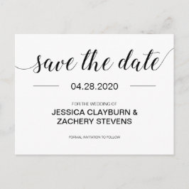 Elegante Minimalistische Hochzeit in Schwarz und W Ankündigungspostkarte