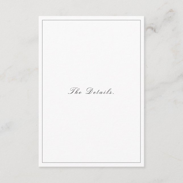 Elegante Minimalistische Hochzeit in Schwarz und W Begleitkarte (Vorderseite)