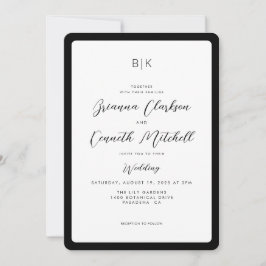 Elegante Minimalistische Hochzeit in Schwarz und W Einladung
