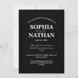 Elegante Minimalistische Hochzeit in Schwarz und W Einladung