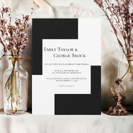 Elegante Minimalistische Hochzeit in Schwarz und W Einladung