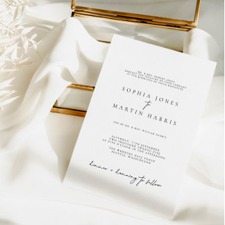 Elegante Minimalistische Hochzeit in Schwarz und W Einladung