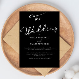 Elegante Minimalistische Hochzeit in Schwarz und W Einladung