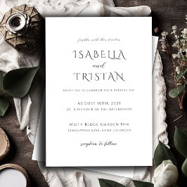 Elegante Minimalistische Hochzeit in Schwarz und W Einladung