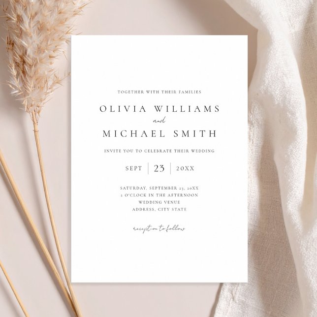 Elegante Minimalistische Hochzeit in Schwarz und W Einladung (Von Creator hochgeladen)