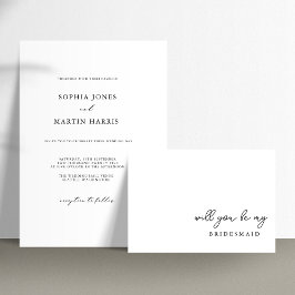 Elegante Minimalistische Hochzeit in Schwarz und W Einladung