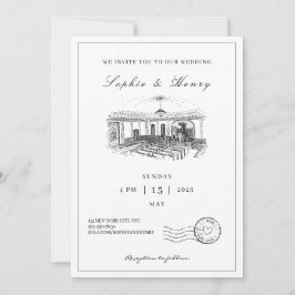 Elegante Minimalistische Hochzeit in Schwarz und W Einladung