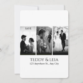 Elegante Minimalistische Hochzeit in Schwarz und W Einladung
