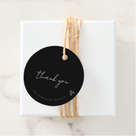 Elegante Minimalistische Hochzeit in Schwarz und W Geschenkanhänger