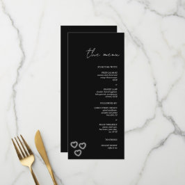 Elegante Minimalistische Hochzeit in Schwarz und W Menükarte