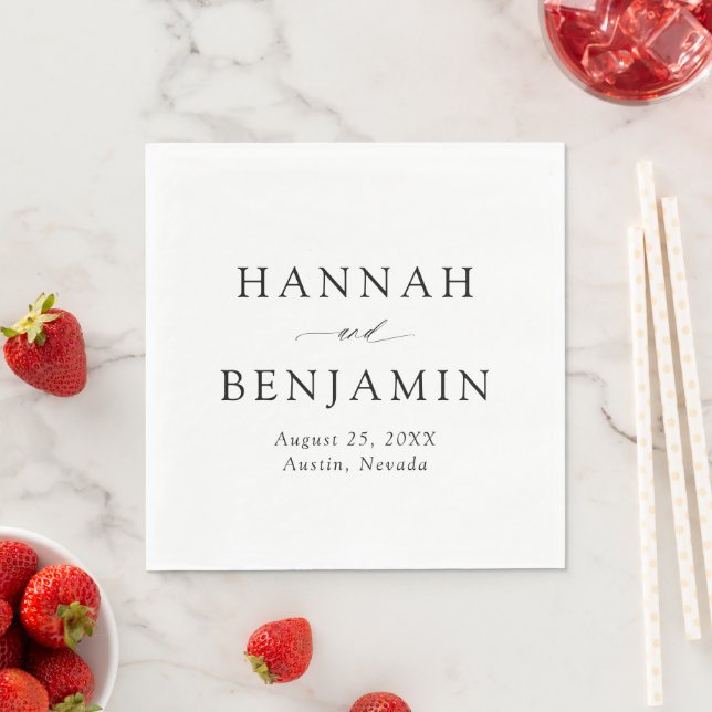 Elegante Minimalistische Hochzeit in Schwarz und W Serviette (Beispiel)