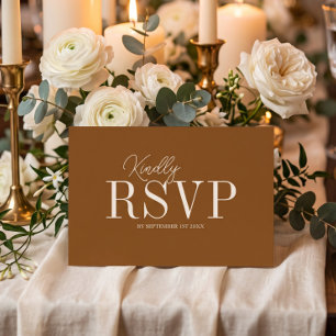 Elegante minimalistische Hochzeit mit Schokolade RSVP Karte