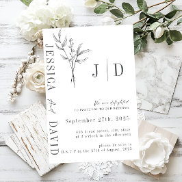 Elegante Minimalistische Hochzeit | Modern & stilv Einladung