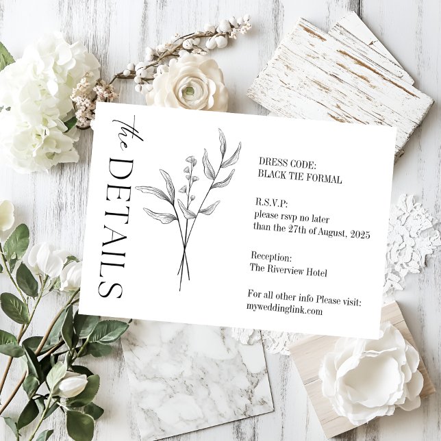 Elegante Minimalistische Hochzeit| Modern & stilvo Begleitkarte (Elegant Minimalist Wedding| Modern & Stylish Enclosure Card
)