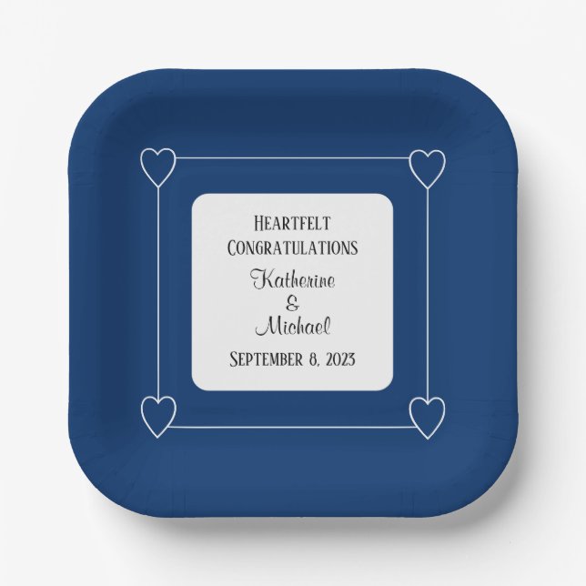 Elegante Minimalistische Hochzeit Pappteller (Vorderseite)