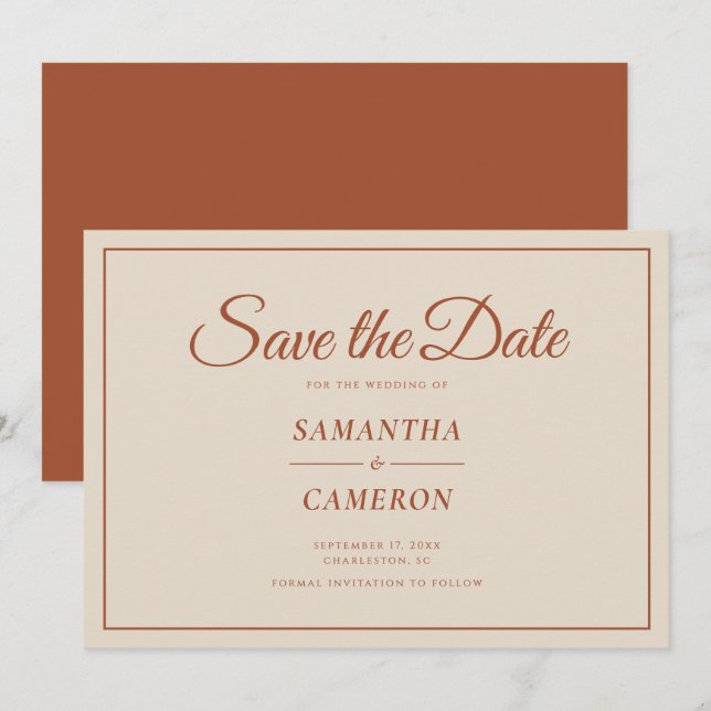 Elegante Minimalistische Hochzeit Save The Date (Vorne/Hinten)