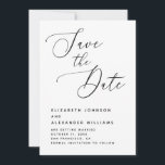 Elegante Minimalistische Hochzeit. Schwarz-Weiß-Sc Save The Date<br><div class="desc">Mit dieser eleganten Save the Date-Karte verkünden Sie Ihren Hochzeitstag im zeitlosen Stil. Mit Schwarz-Weiß-Tönen und Schrift-Typografie hebt es Ihre Namen, Datum und Lage klar und schön hervor. Das minimalistische Layout legt den Akzent auf Ihre Botschaft und ist somit perfekt für jeden Hochzeitsstil - formell, intim oder modern. Verfügbar als...</div>