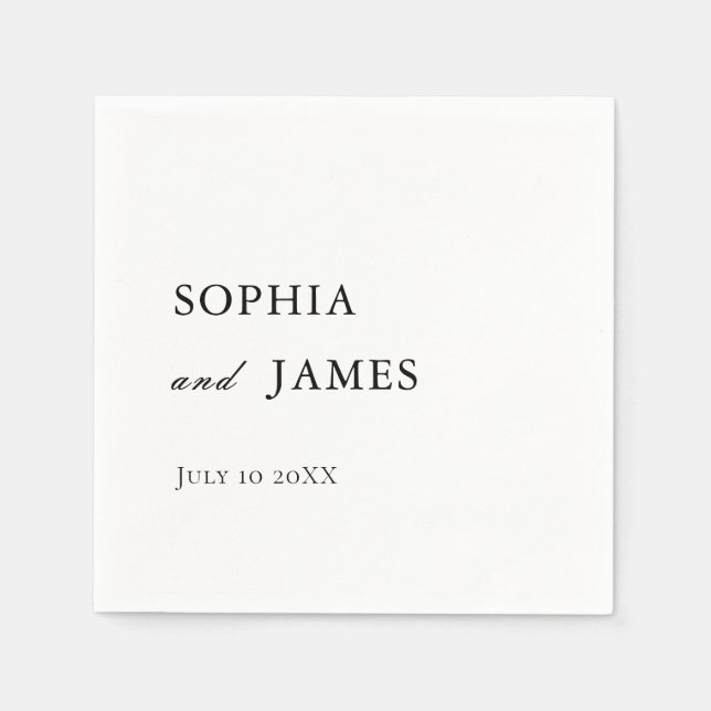 Elegante Minimalistische Hochzeit Serviette (Vorderseite)